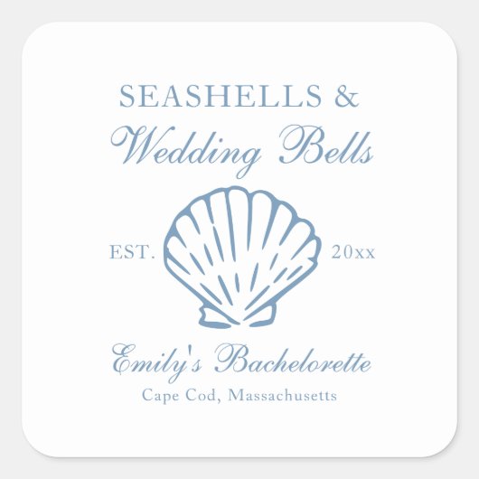 シーシェルとウェディングベル ブライズメイドパーティー スクエアシール (正面)