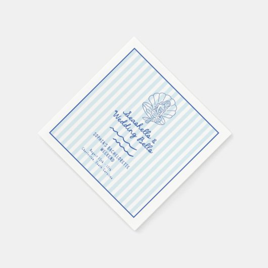 シーシェルとウェディングベル ブライズメイドパーティー スタンダードカクテルナプキン (角)