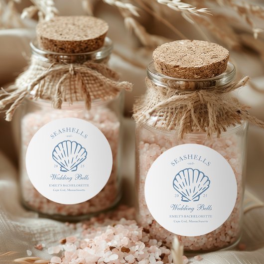 シーシェルとウェディングベル ブライズメイドパーティー ラウンドシール