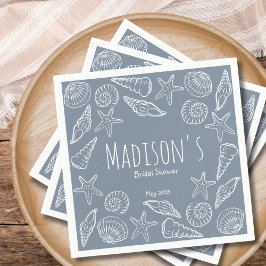 シーシェルとスターフィッシュ コースト ブライズシャワー スタンダードカクテルナプキン