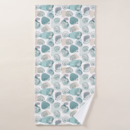 シーシェルとトレンディー色のシームレスなパターン バスタオル