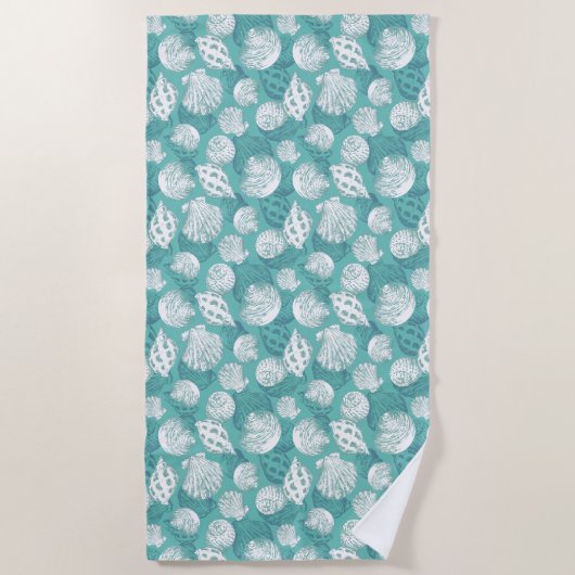 シーシェルとトレンディー色のシームレスなパターン ビーチタオル (正面)