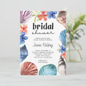 シーシェルとトロピカルフラワーブライダルシャワー 招待状 (スタンド正面)