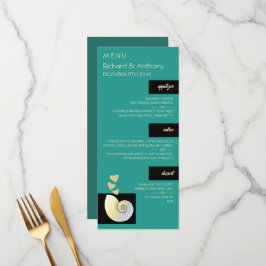 シーシェルとハート、ビーチ結婚式メニュー メニュー