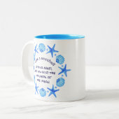 シーシェルとヒトデのビーチをテーマ ツートーンマグカップ (正面左)