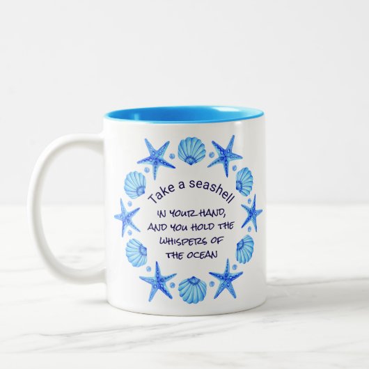 シーシェルとヒトデのビーチをテーマ ツートーンマグカップ (左)