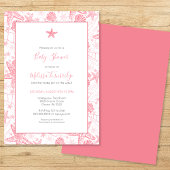 シーシェルとヒトデの女の子の赤ちゃんシャワー招待状 招待状