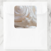 シーシェルとヒトデの背景 – ビーチシェル スクエアシール (バッグ)