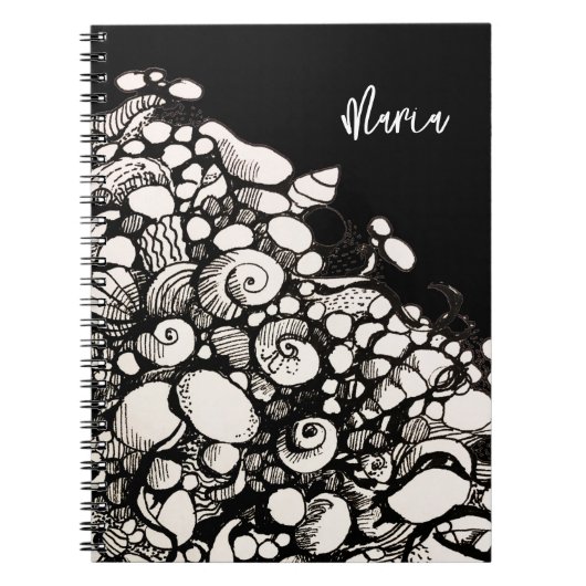 シーシェルと小石スケッチスパイラルノート ノートブック (正面)