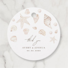 シーシェルと真珠の海岸結婚の感謝 フェイバータグ