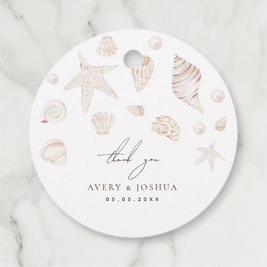 シーシェルと真珠の海岸結婚の感謝 フェイバータグ (裏面)