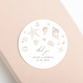 シーシェルと真珠の海岸結婚の感謝 ラウンドシール