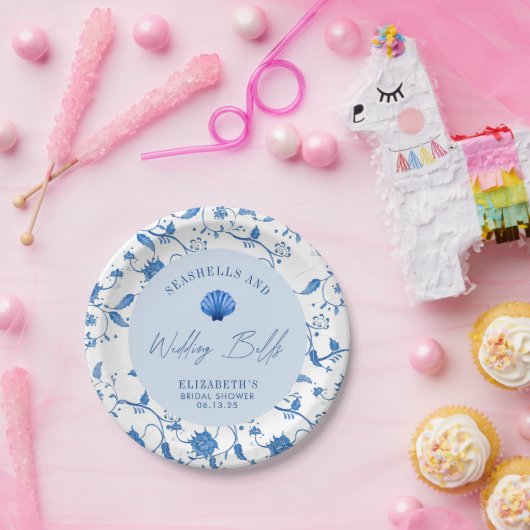 シーシェルと結婚ズベルズコーストブライダルシャワー ペーパープレート (パーティー)