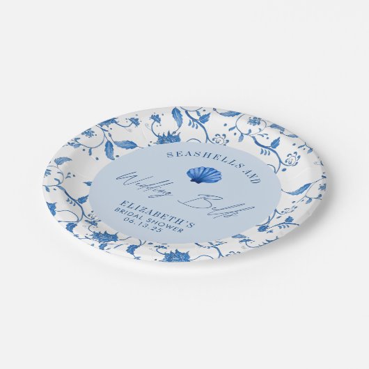 シーシェルと結婚ズベルズコーストブライダルシャワー ペーパープレート (アングル)