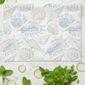 シーシェルのバスタオルのシームレスなパターン キッチンタオル (折り畳み)