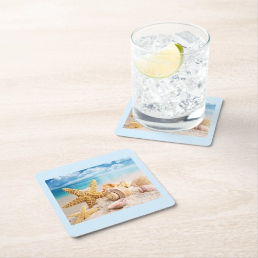 シーシェルのビーチ紙コースター スクエアペーパーコースター (インサイチュ)