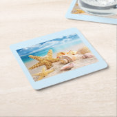 シーシェルのビーチ紙コースター スクエアペーパーコースター (アングル)