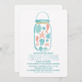 シーシェルのメイソンジャービーチ結婚式招待状 招待状 (正面/裏面)