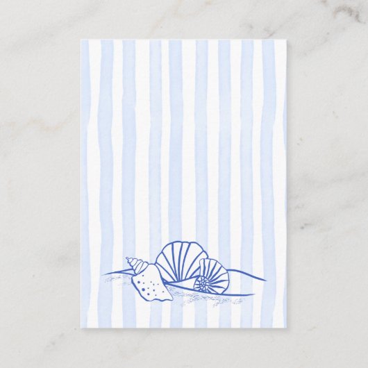 シーシェルの波ストライプ状の赤ちゃんシャワーおむつラッフル エンクロージャーカード (裏面)