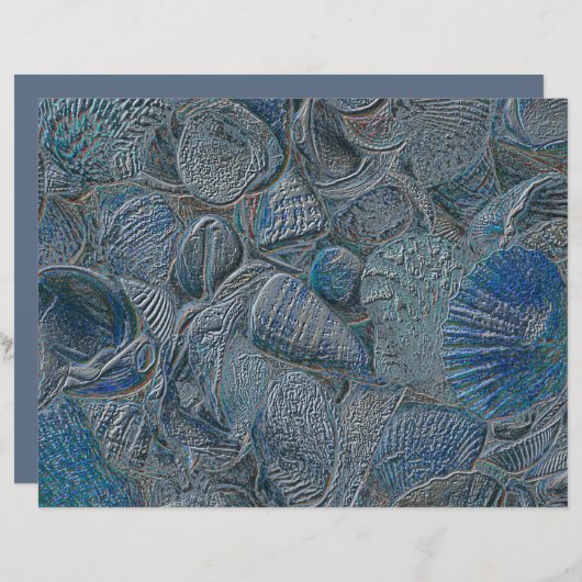 シーシェルの海ビーチブルーメタリックデクページ (正面/裏面)