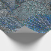 シーシェルの海ビーチブルーメタリックデクページ ラッピングペーパー (角)