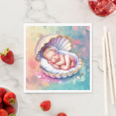 シーシェルの赤ちゃんシャワーを浴びた赤ちゃん スタンダードランチョンナプキン (インサイチュ)