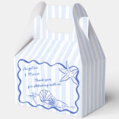 シーシェルの青い波の縁どビーチ結婚式の好意 フェイバーボックス (正面)