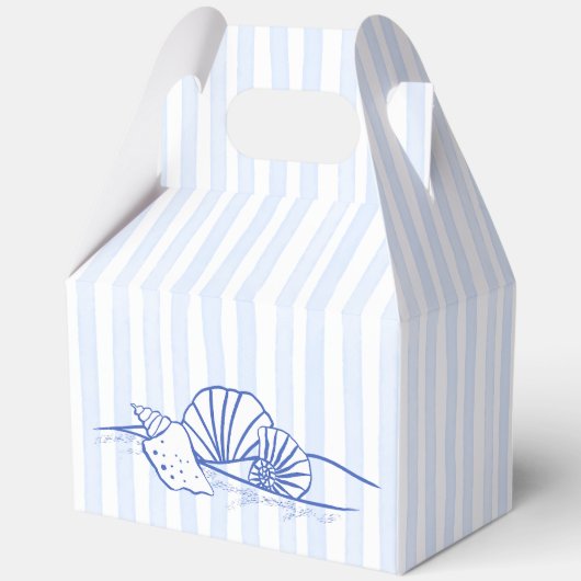 シーシェルの青い波の縁どビーチ結婚式の好意 フェイバーボックス (裏面)