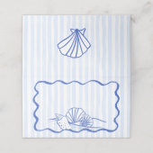 シーシェルの青い波状縁どビーチ結婚式 プレイスカード (外部開封)