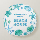 シーシェルアンドスターフィッシュファミリービーチハウス ラウンドクッション (正面)