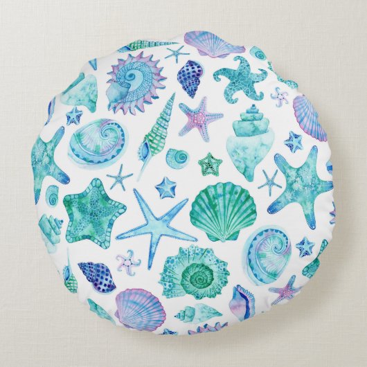 シーシェルアンドスターフィッシュファミリービーチハウス ラウンドクッション (裏面)