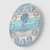 シーシェルアンドビーチウッ航海のドブルーティール（緑がかった色）  ラージ壁時計 (傾斜)