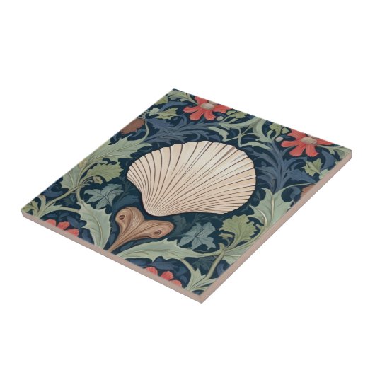 シーシェルウィリアム・モリススタイル海をテーマにしたフローラ タイル (側面)