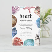 シーシェルウォーターカラービーチピクニック誕生日 招待状 (スタンド正面)