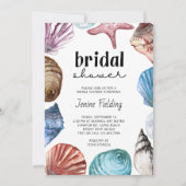 シーシェルウォーターカラーブライダルシャワー 招待状 (正面)
