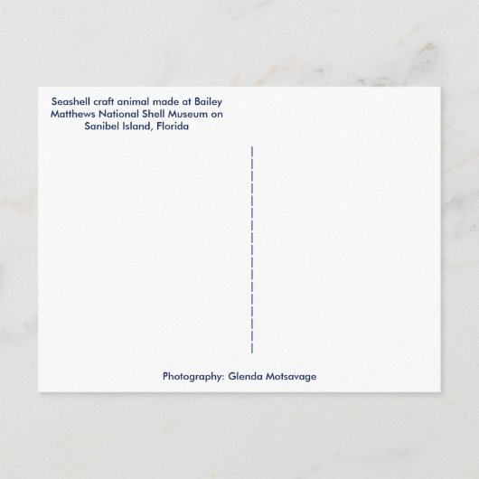 シーシェルエレファントクラフトアニマルサニベルアイランドFL ポストカード (裏面)