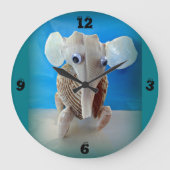 シーシェルエレファントクラフトアニマルサニベルアイランドFL ラージ壁時計 (正面)