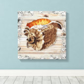 シーシェルオンウッドビーチハウスデコールI キャンバスプリント (インサイチュ (ウッドフロア))