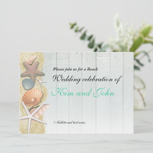 シーシェルオンウッドビーチ結婚式シャワー招待状 招待状 (スタンド正面)