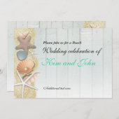 シーシェルオンウッドビーチ結婚式シャワー招待状 招待状 (正面/裏面)