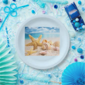 シーシェルオンザラウンドビーチ紙プレート ペーパープレート (パーティー)