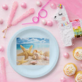 シーシェルオンザラウンドビーチ紙プレート ペーパープレート (パーティー)