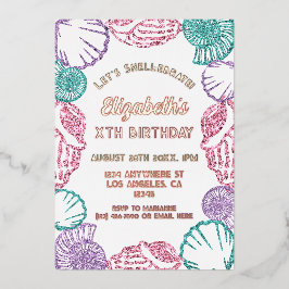 シーシェルガールズ誕生日 箔招待状