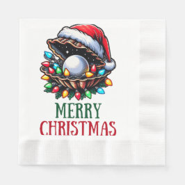 シーシェルクラムシェルビーチクリスマスハットクリスマス 縁ありランチョンナプキン