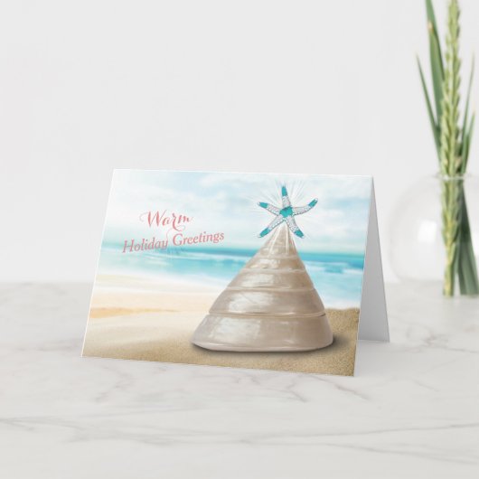 シーシェルクリスマスツリー暖かい挨拶メッセージ シーズンカード (正面)