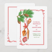 シーシェルクリスマスホリデーカード 招待状 (正面/裏面)