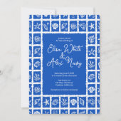 シーシェルグリッドビーチシーサイド結婚ズカスタム 招待状 (正面)