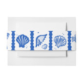 シーシェルグリッドビーチ結婚式ブルーホワイトカスタム 招待状ベリーバンド (正面例)