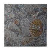 シーシェルグレイ金ゴールドシルバー海ビーチテーマ タイル (正面)