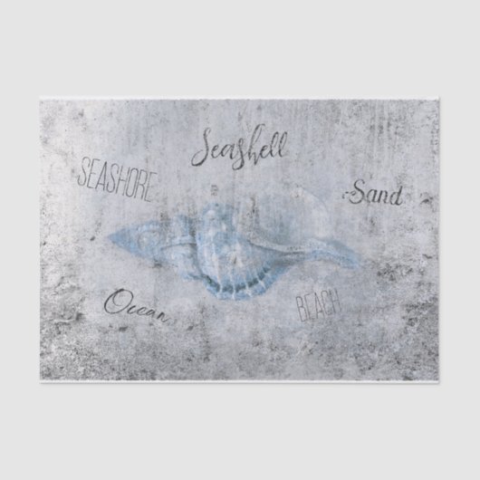 シーシェルグレーブルーヴィンテージアンティークビーチエフェメラ 薄葉紙 (正面)